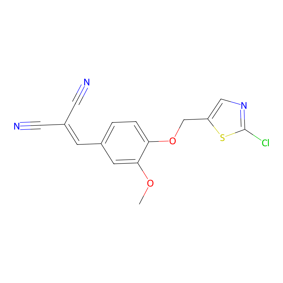 2-({4-[(2-Chloro-1,3-thiazol-5-yl)methoxy]-3-methoxyphenyl}methylene)malononitrile molecular structure, CAS 692732-81-3