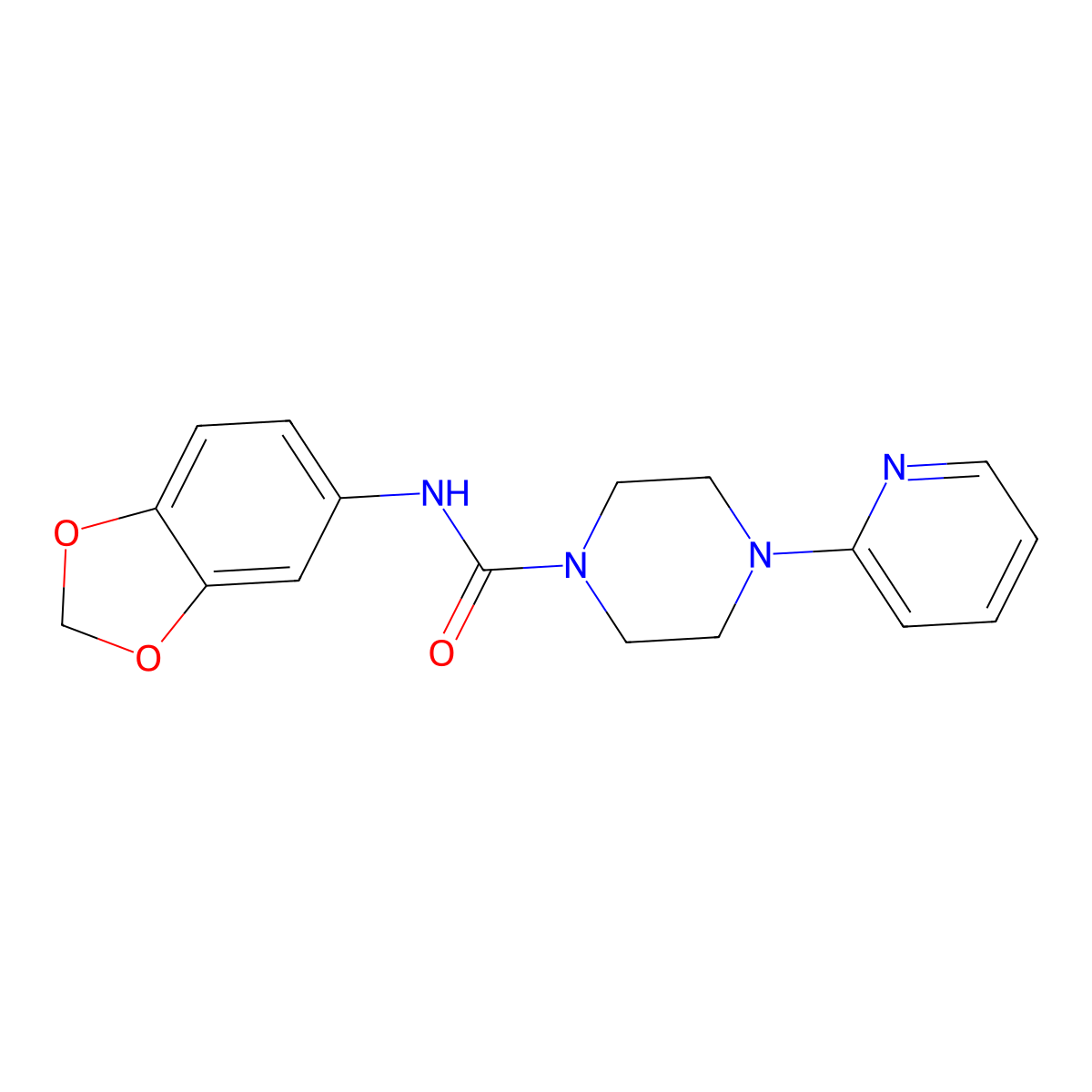 N-(1,3-benzodioxol-5-yl)-4-(2-pyridinyl)tetrahydro-1(2H)-pyrazinecarboxamide molecular structure, CAS 692732-87-9
