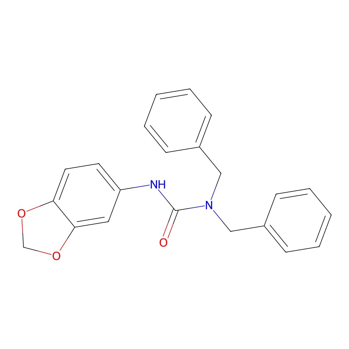 N'-(1,3-benzodioxol-5-yl)-N,N-dibenzylurea molecular structure, CAS 692732-88-0
