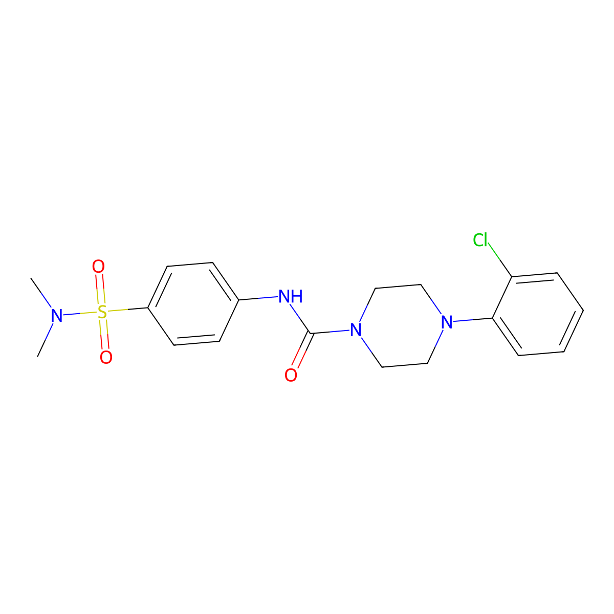 4-(2-chlorophenyl)-N-[4-(dimethylsulfamoyl)phenyl]piperazine-1-carboxamide molecular structure, CAS 692732-93-7