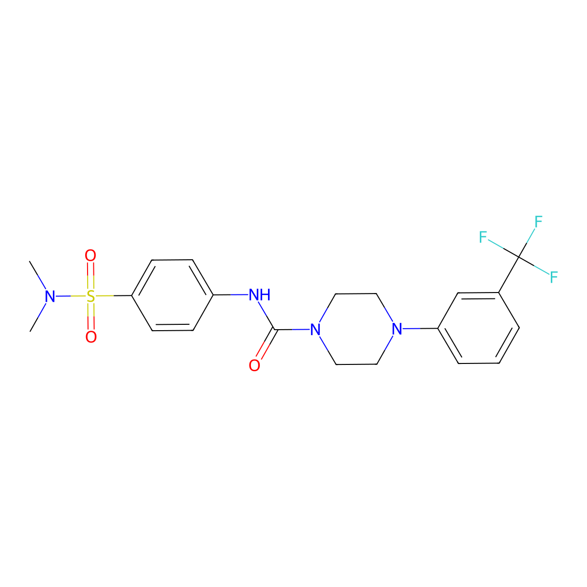 N-[4-(dimethylsulfamoyl)phenyl]-4-[3-(trifluoromethyl)phenyl]piperazine-1-carboxamide molecular structure, CAS 692733-10-1