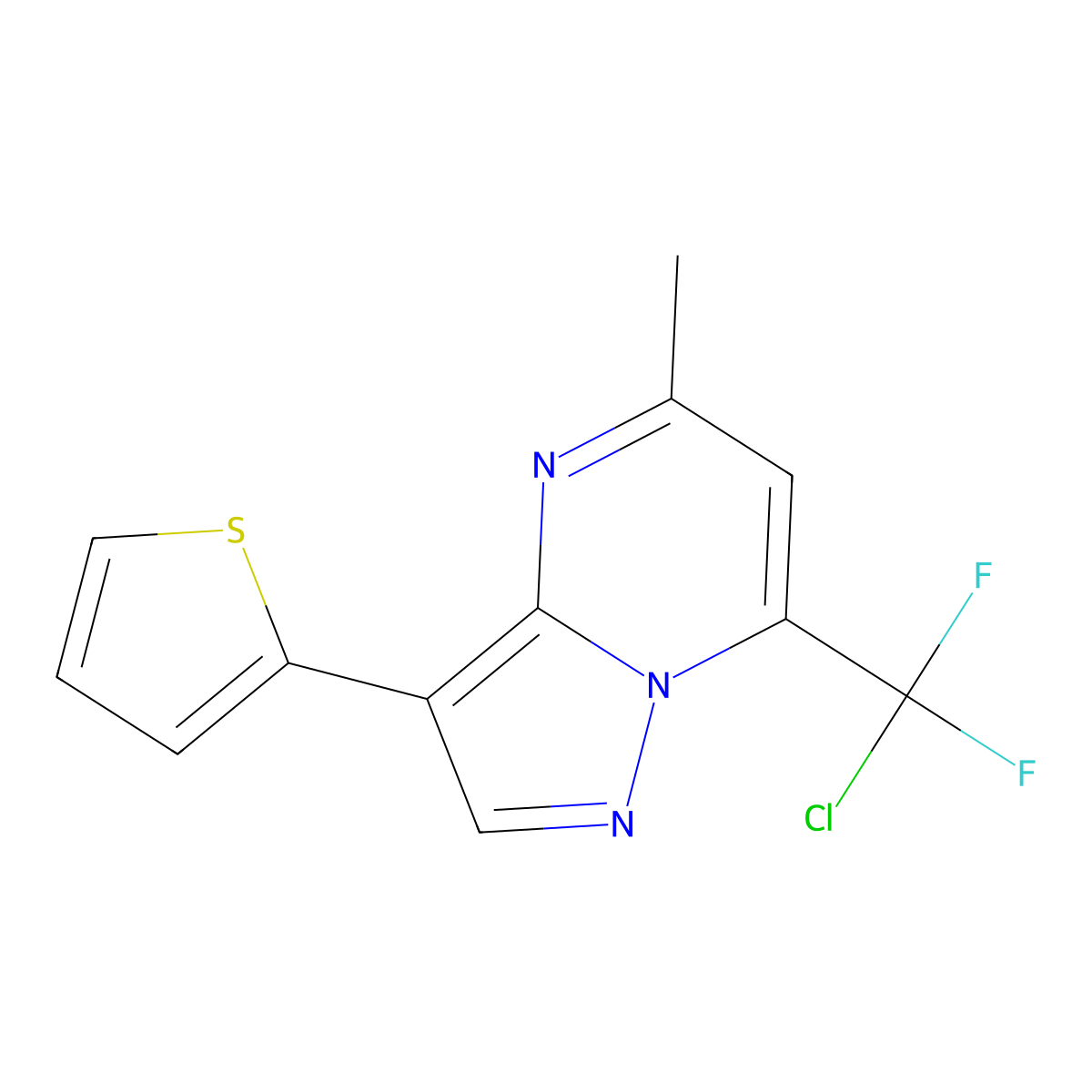7-[Chloro(difluoro)methyl]-5-methyl-3-(2-thienyl)pyrazolo[1,5-a]pyrimidine molecular structure, CAS 692733-12-3