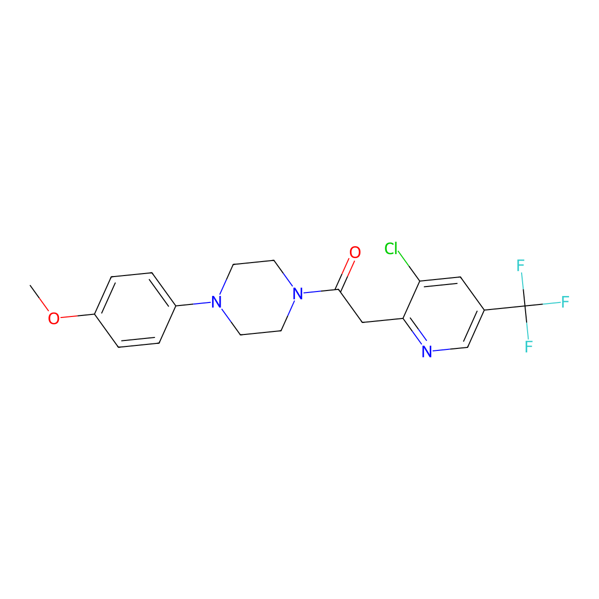 2-[3-Chloro-5-(trifluoromethyl)-2-pyridinyl]-1-[4-(4-methoxyphenyl)piperazino]-1-ethanone molecular structure, CAS 692737-09-0