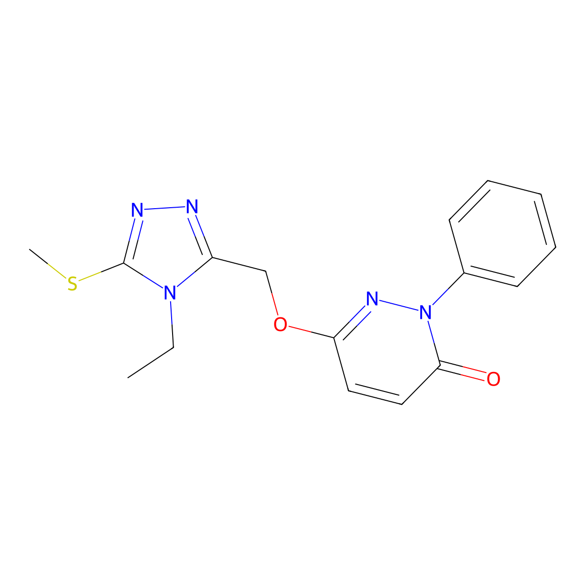 6-{[4-ethyl-5-(methylsulfanyl)-4H-1,2,4-triazol-3-yl]methoxy}-2-phenyl-3(2H)-pyridazinone molecular structure, CAS 692737-10-3
