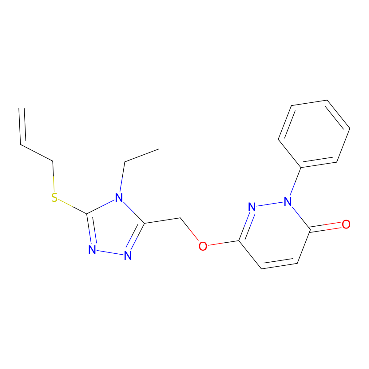6-{[5-(allylsulfanyl)-4-ethyl-4H-1,2,4-triazol-3-yl]methoxy}-2-phenyl-3(2H)-pyridazinone molecular structure, CAS 692737-12-5