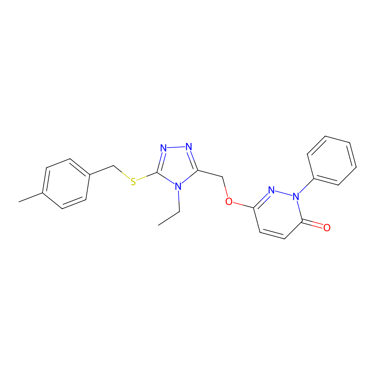 6-({4-ethyl-5-[(4-methylbenzyl)sulfanyl]-4H-1,2,4-triazol-3-yl}methoxy)-2-phenyl-3(2H)-pyridazinone molecular structure, CAS 692737-13-6