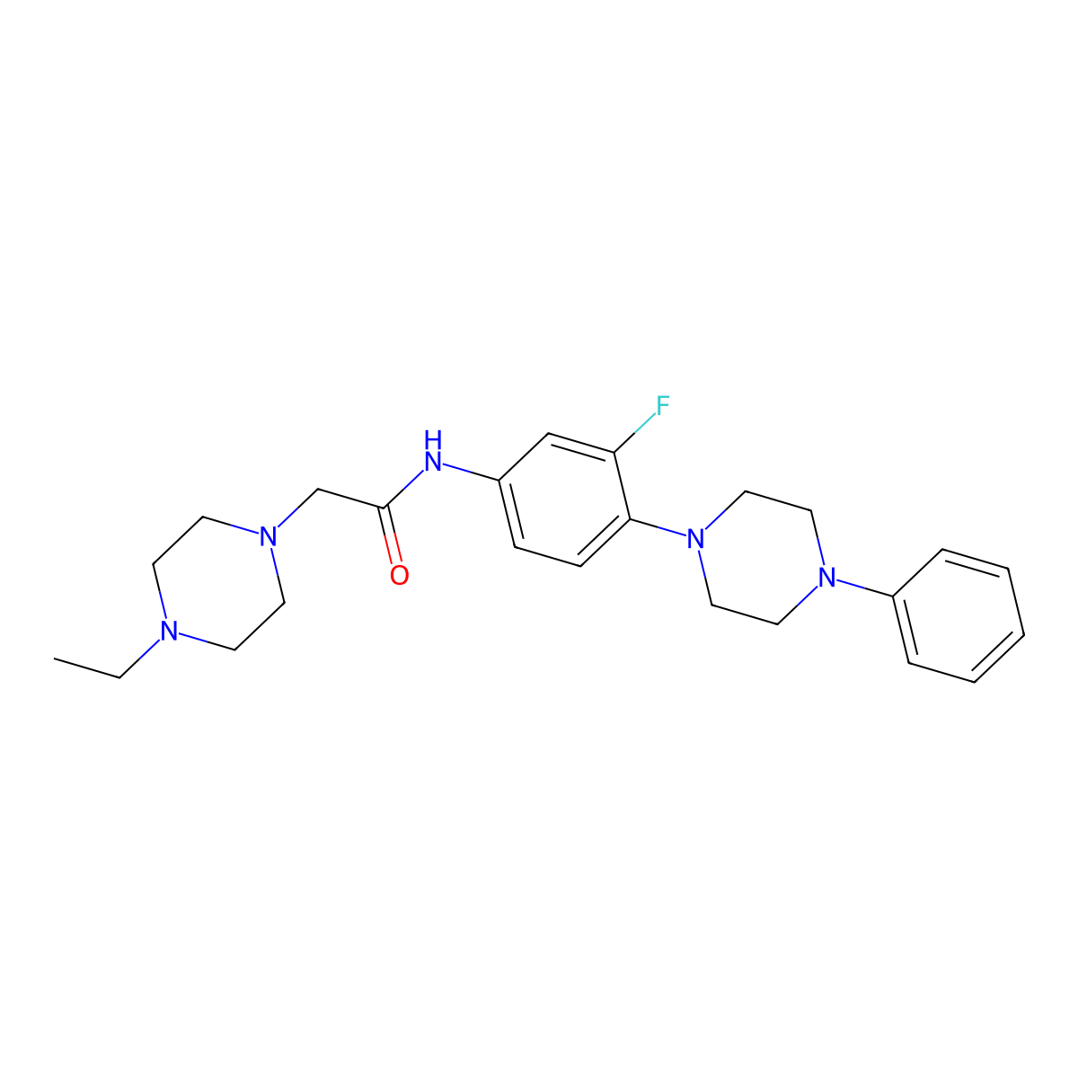 2-(4-ethylpiperazin-1-yl)-N-[3-fluoro-4-(4-phenylpiperazin-1-yl)phenyl]acetamide molecular structure, CAS 692737-21-6