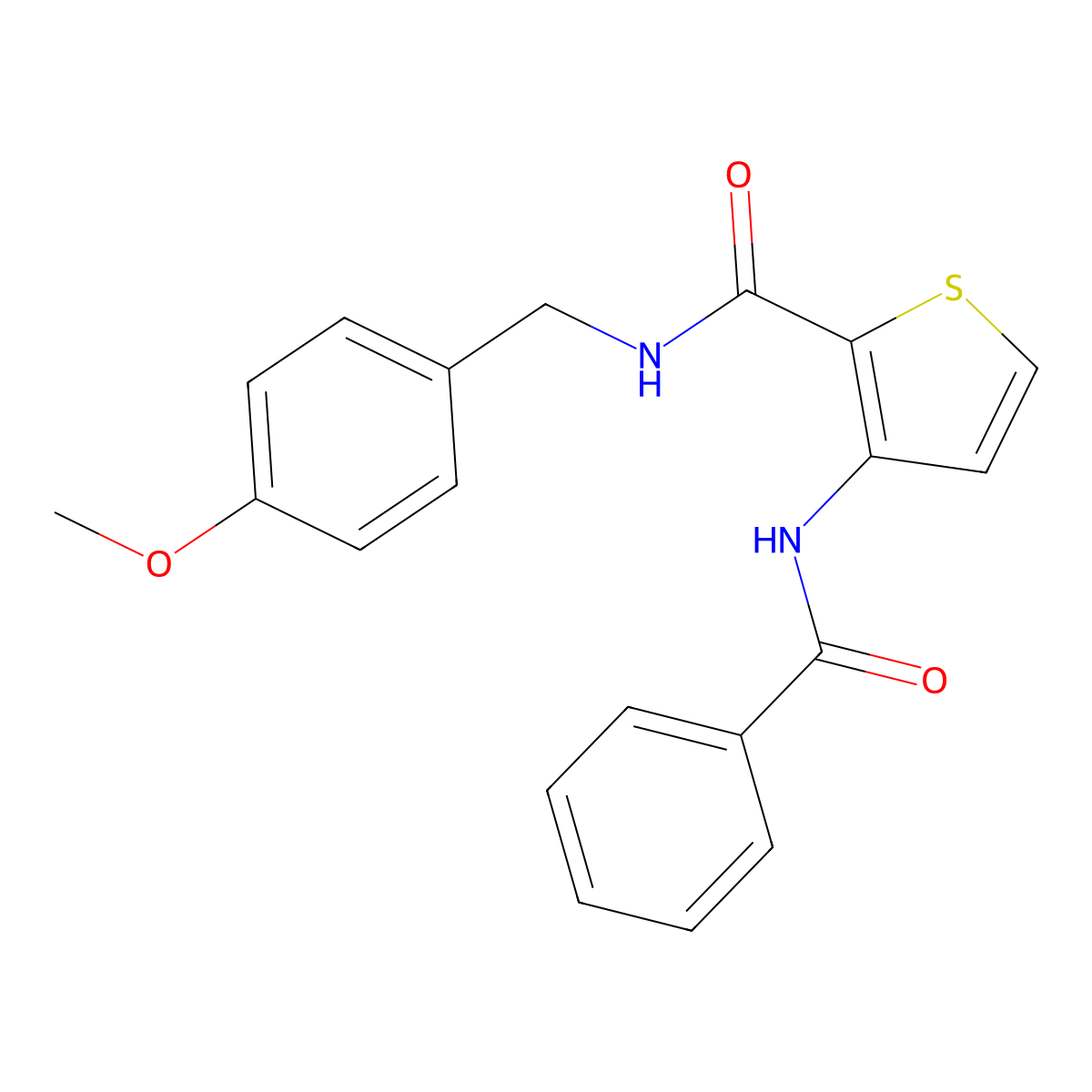 3-benzamido-N-[(4-methoxyphenyl)methyl]thiophene-2-carboxamide molecular structure, CAS 692737-24-9