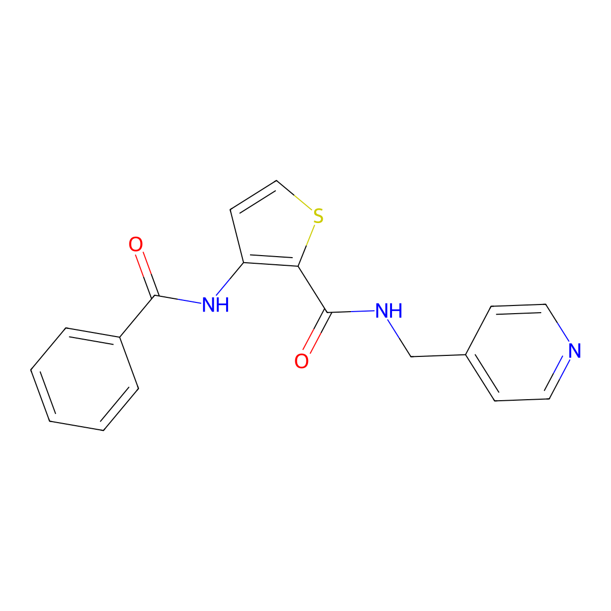 3-benzamido-N-(pyridin-4-ylmethyl)thiophene-2-carboxamide molecular structure, CAS 692737-25-0