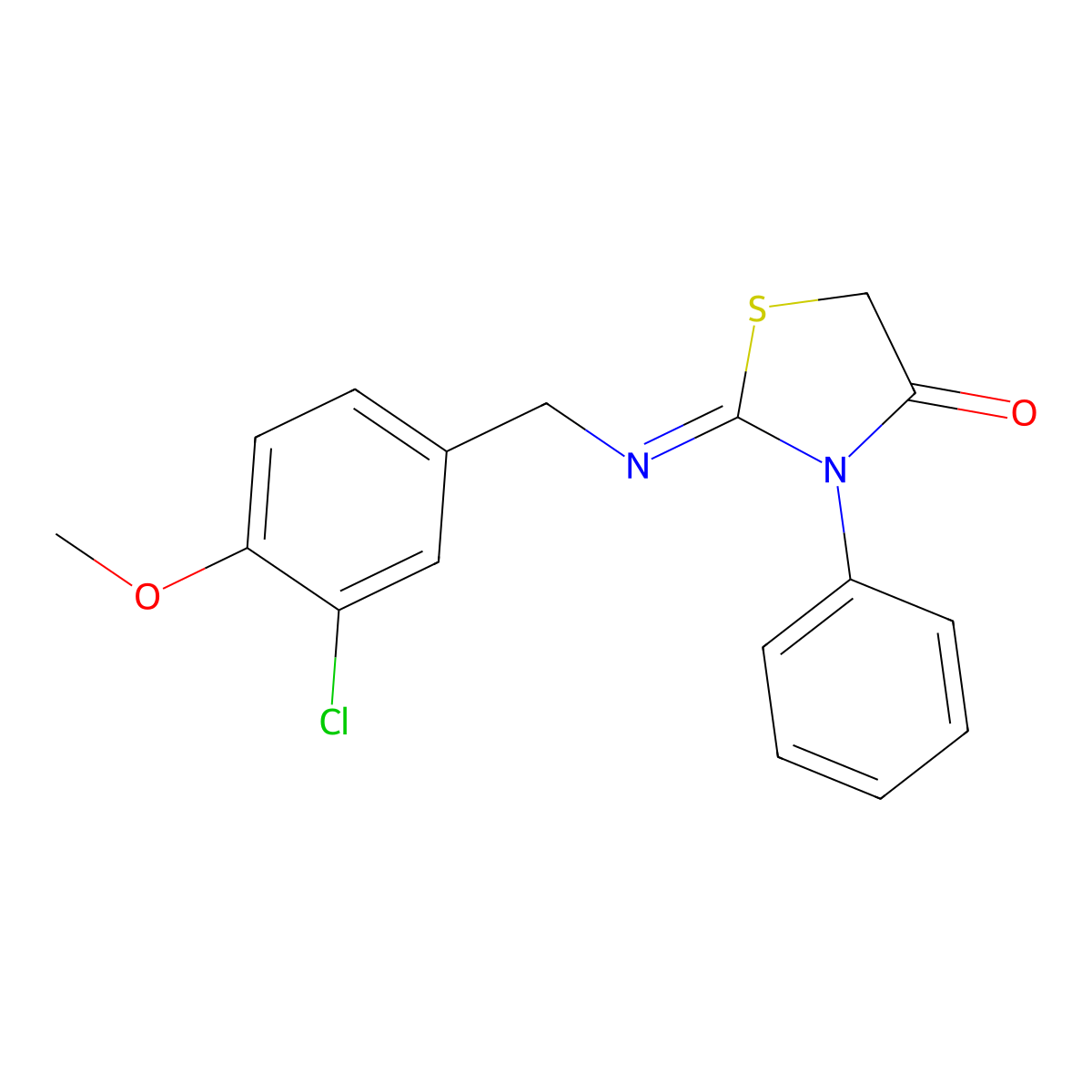 2-[(3-Chloro-4-methoxybenzyl)imino]-3-phenyl-1,3-thiazolan-4-one molecular structure, CAS 692738-15-1