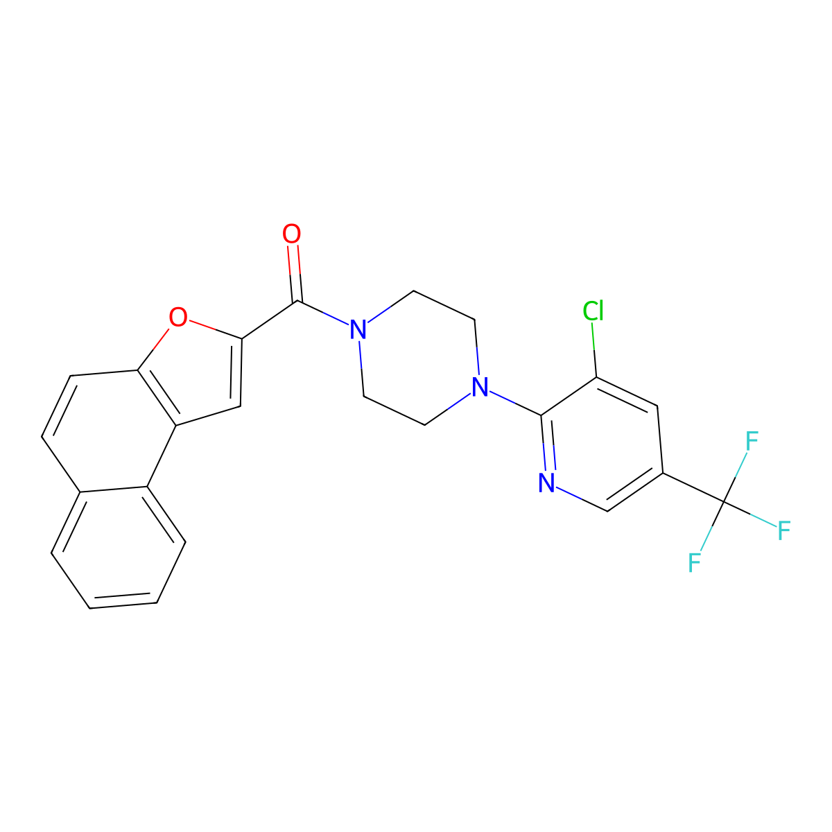 {4-[3-Chloro-5-(trifluoromethyl)-2-pyridinyl]piperazino}(naphtho[2,1-b]furan-2-yl)methanone molecular structure, CAS 692738-16-2