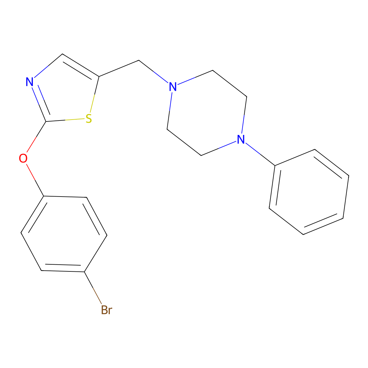 1-{[2-(4-Bromophenoxy)-1,3-thiazol-5-yl]methyl}-4-phenylpiperazine molecular structure, CAS 692738-17-3