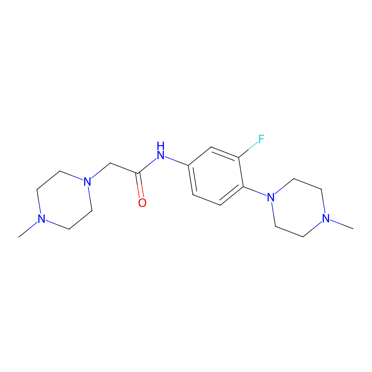 N-[3-fluoro-4-(4-methylpiperazin-1-yl)phenyl]-2-(4-methylpiperazin-1-yl)acetamide molecular structure, CAS 692738-28-6