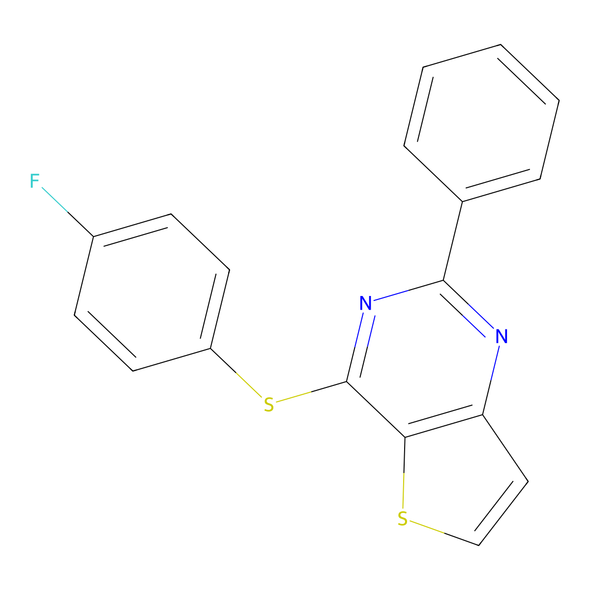 4-Fluorophenyl 2-phenylthieno[3,2-d]pyrimidin-4-yl sulfide molecular structure, CAS 692738-31-1