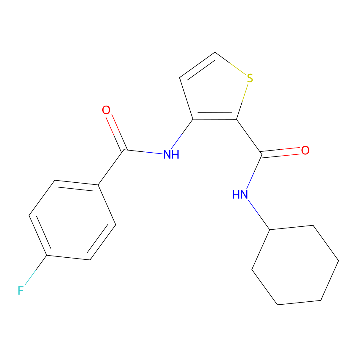 N-cyclohexyl-3-[(4-fluorobenzoyl)amino]-2-thiophenecarboxamide molecular structure, CAS 692738-34-4