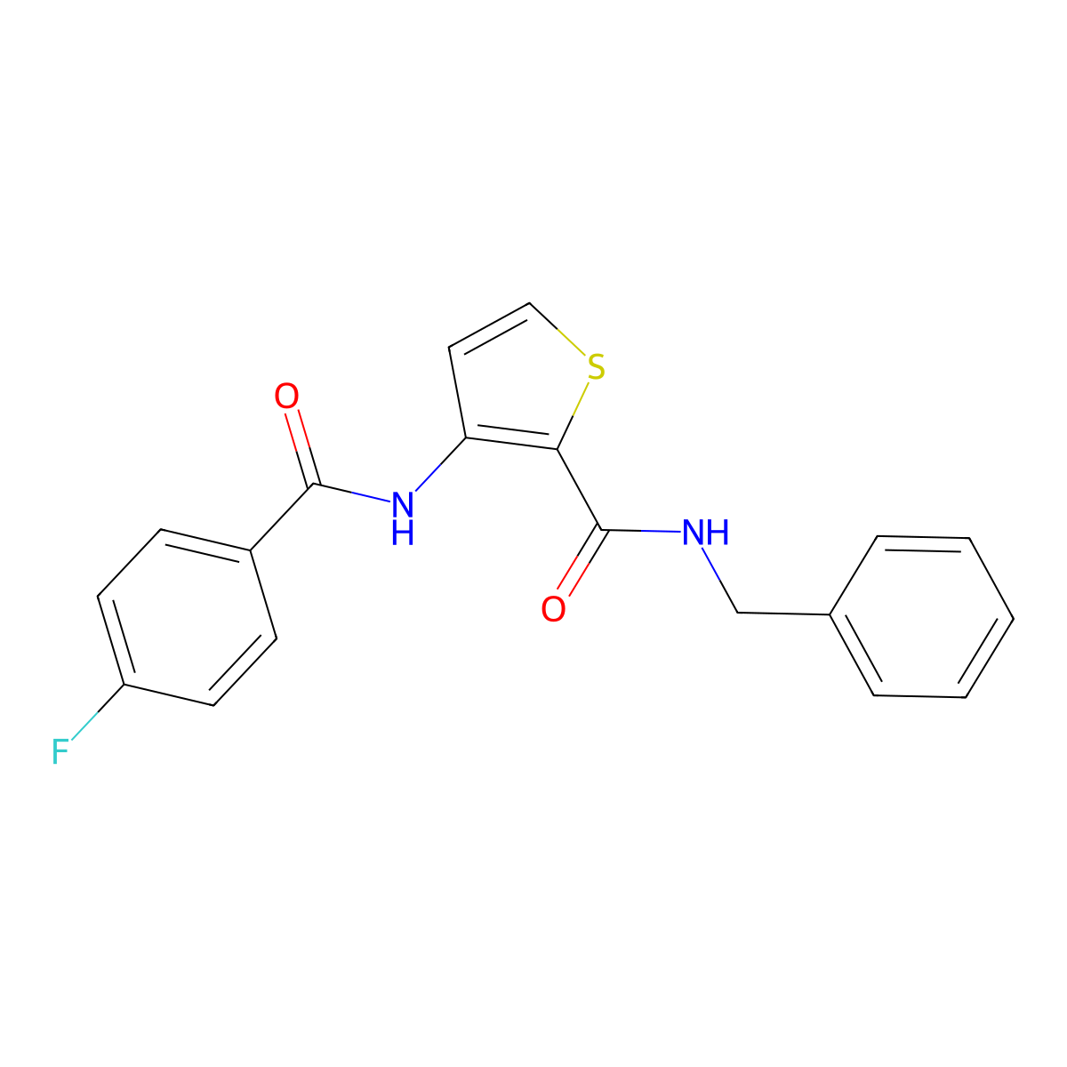 N-benzyl-3-[(4-fluorobenzoyl)amino]-2-thiophenecarboxamide molecular structure, CAS 692738-35-5