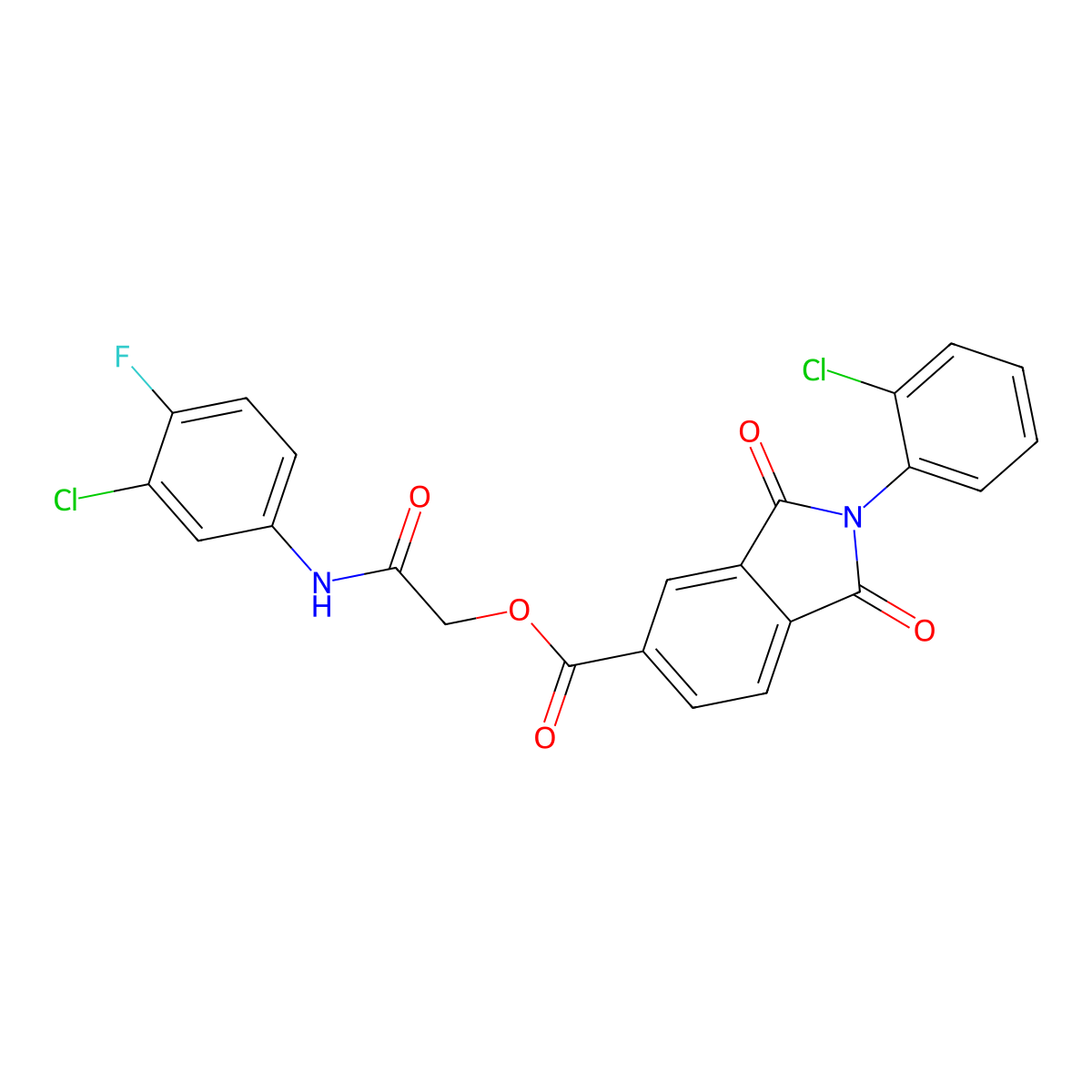 [(3-chloro-4-fluorophenyl)carbamoyl]methyl 2-(2-chlorophenyl)-1,3-dioxo-2,3-dihydro-1H-isoindole-5-carboxylate molecular structure, CAS 692741-54-1