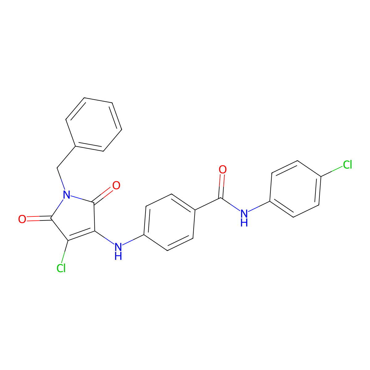 (4-{[4-chloro-2,5-dioxo-1-benzylazolin-3-yl]amino}phenyl)-N-(4-chlorophenyl)ca rboxamide molecular structure, CAS 692742-76-0