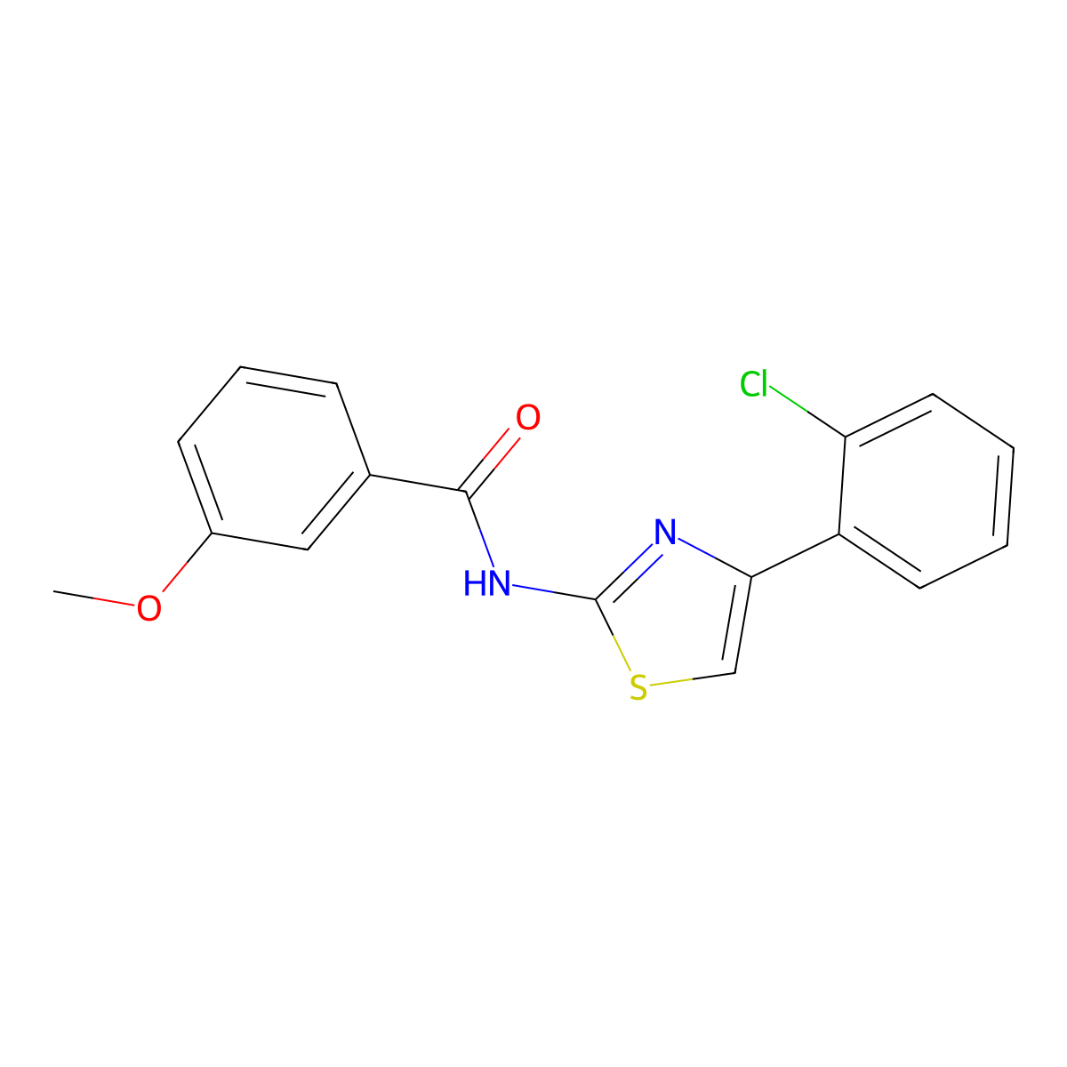 N-[4-(2-chlorophenyl)-1,3-thiazol-2-yl]-3-methoxybenzamide molecular structure, CAS 692743-49-0