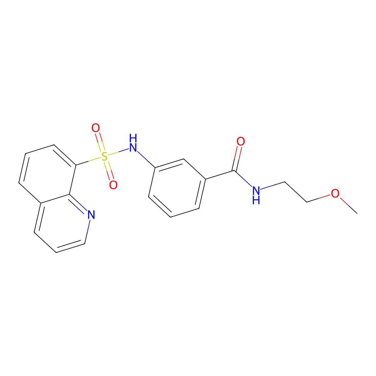 N-(2-methoxyethyl)-3-(quinolin-8-ylsulfonylamino)benzamide molecular structure, CAS 692745-72-5