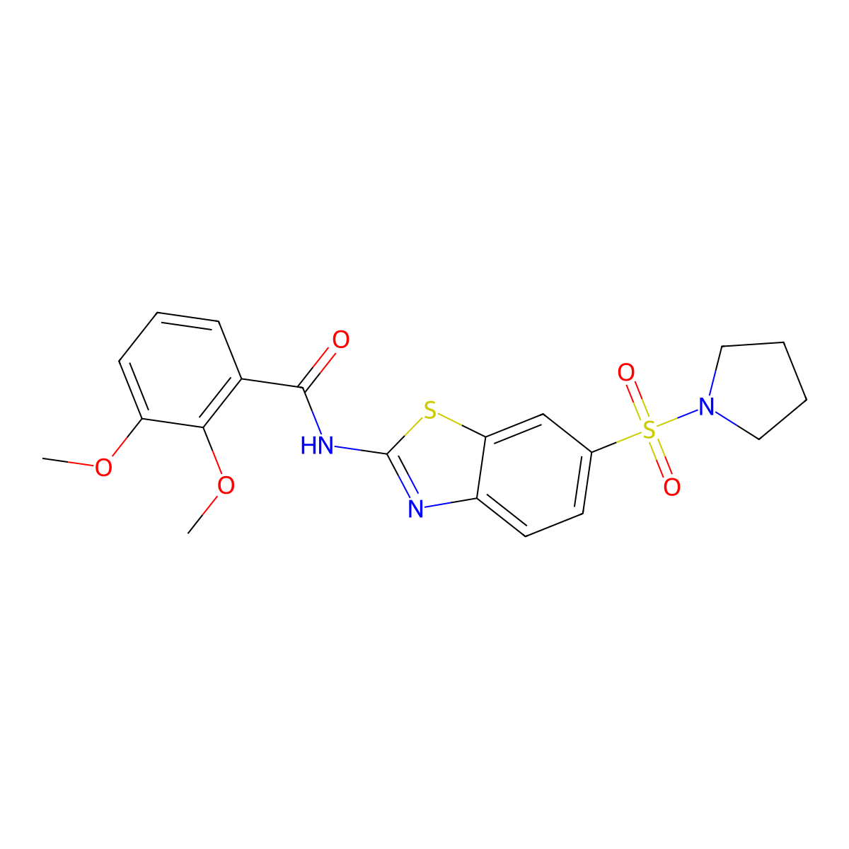 2,3-dimethoxy-N-(6-(pyrrolidin-1-ylsulfonyl)benzo[d]thiazol-2-yl)benzamide molecular structure, CAS 692745-97-4