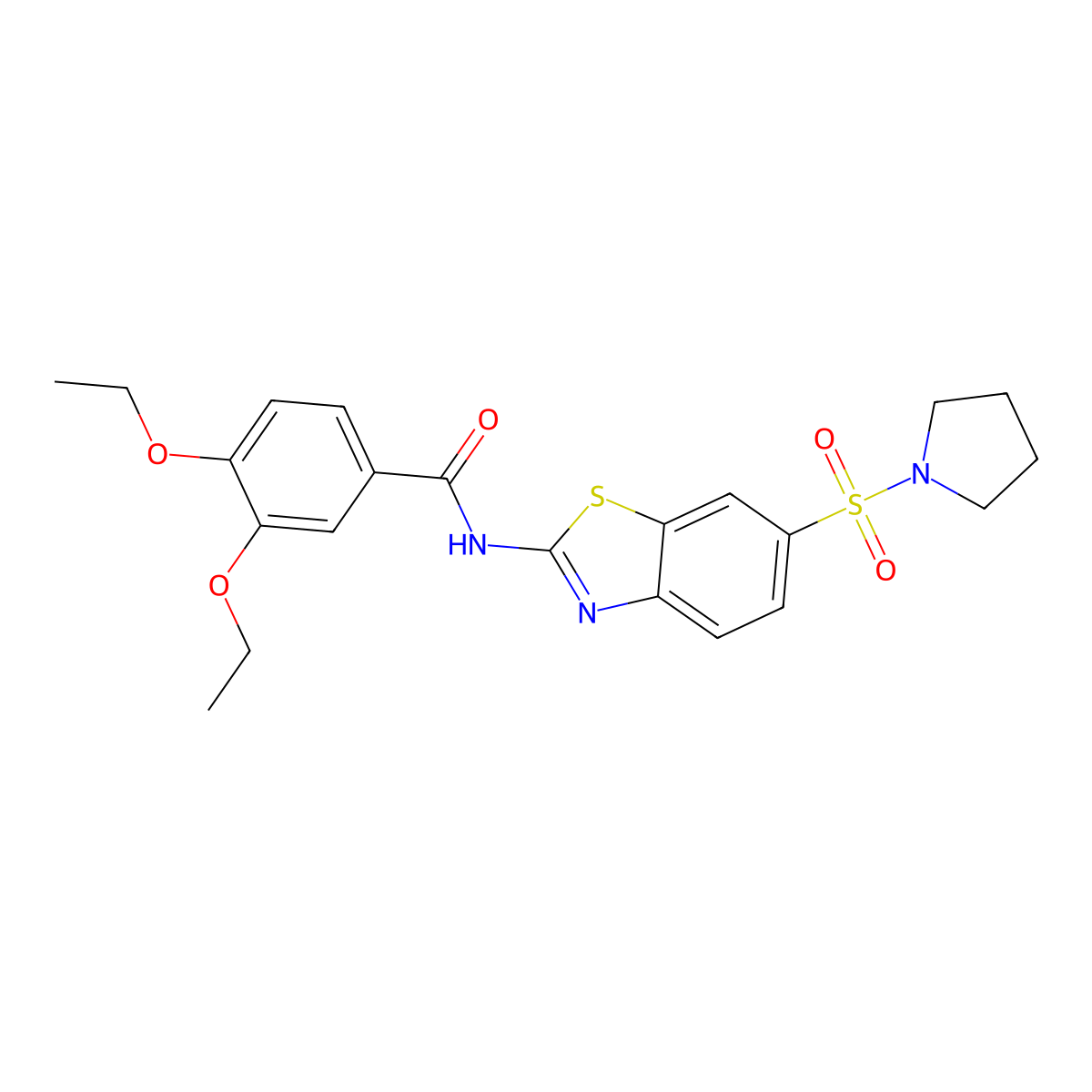 3,4-diethoxy-N-(6-(pyrrolidin-1-ylsulfonyl)benzo[d]thiazol-2-yl)benzamide molecular structure, CAS 692745-99-6
