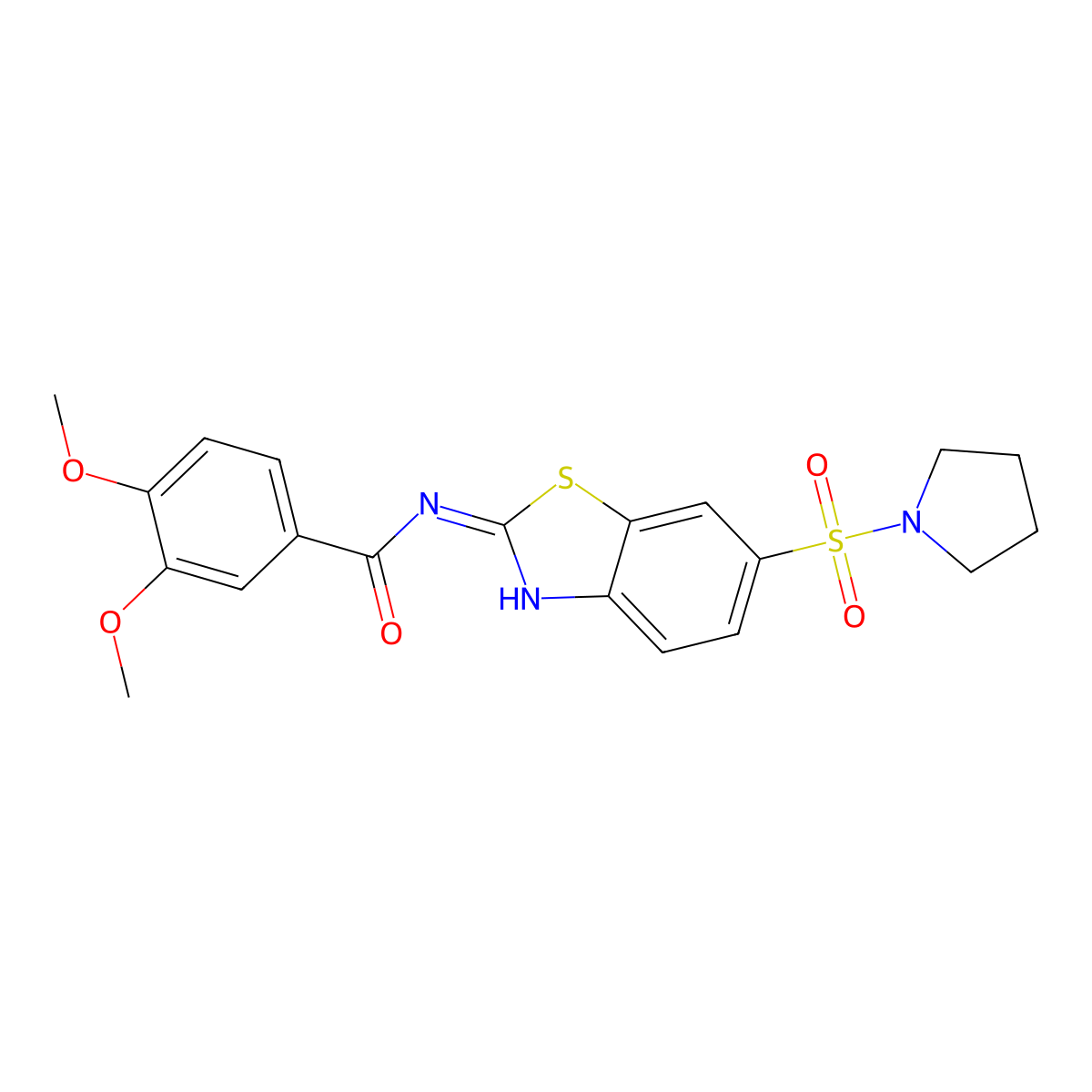 3,4-dimethoxy-N-(6-(pyrrolidin-1-ylsulfonyl)benzo[d]thiazol-2-yl)benzamide molecular structure, CAS 692746-03-5