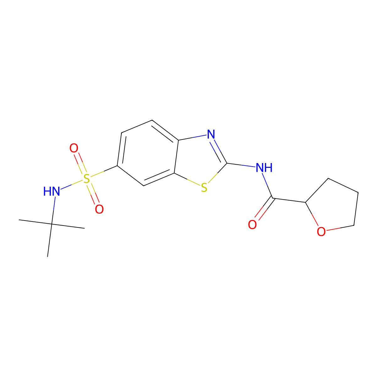 N-[6-(tert-butylsulfamoyl)-1,3-benzothiazol-2-yl]oxolane-2-carboxamide molecular structure, CAS 692746-08-0