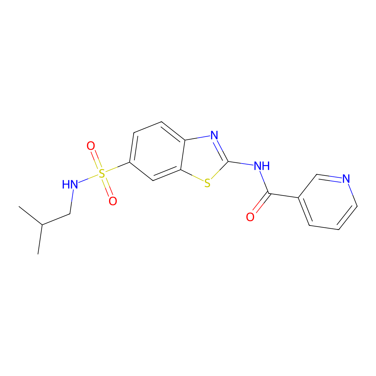 N-(6-(N-isobutylsulfamoyl)benzo[d]thiazol-2-yl)nicotinamide molecular structure, CAS 692746-11-5