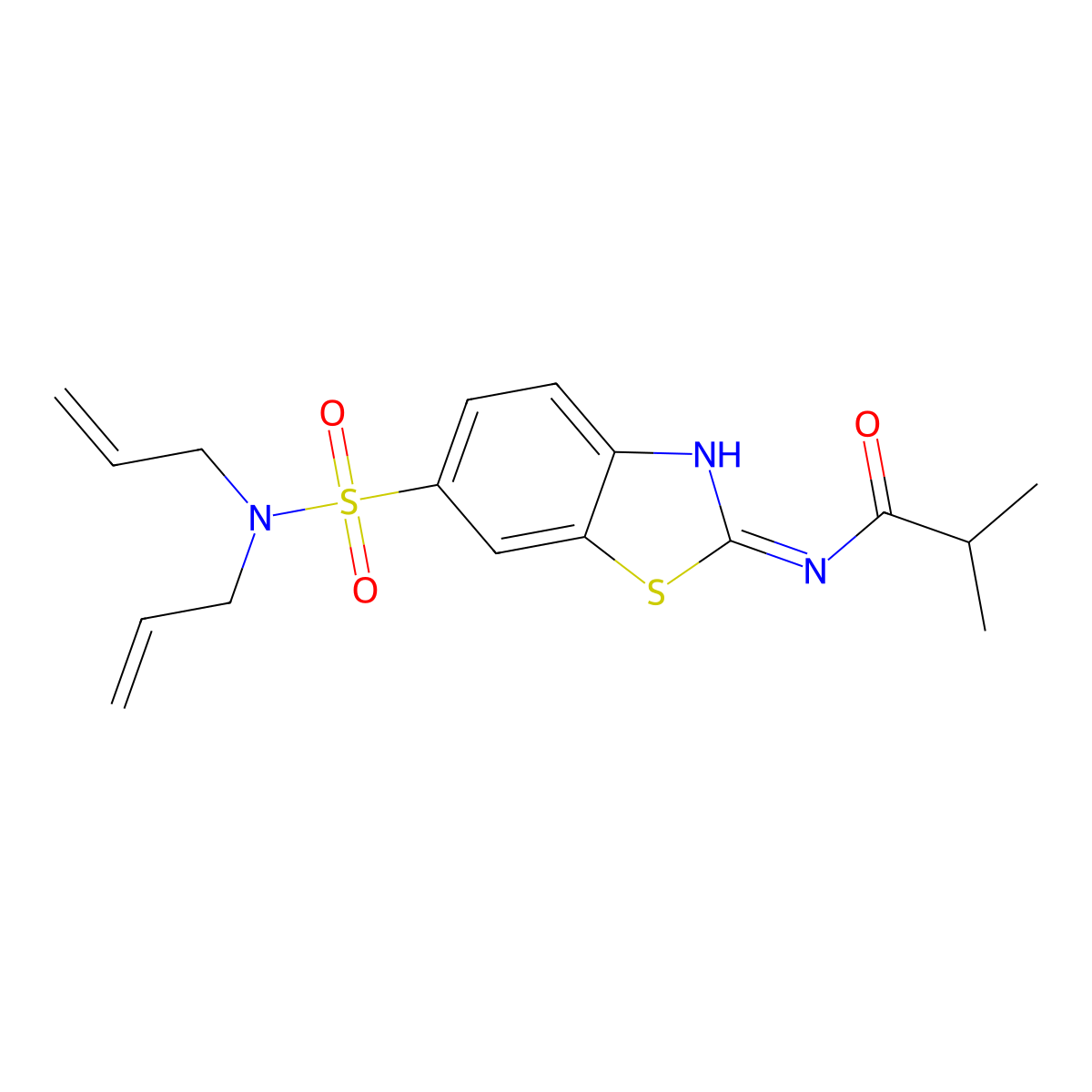 N-{6-[(diallylamino)sulfonyl]-1,3-benzothiazol-2-yl}-2-methylpropanamide molecular structure, CAS 692746-12-6