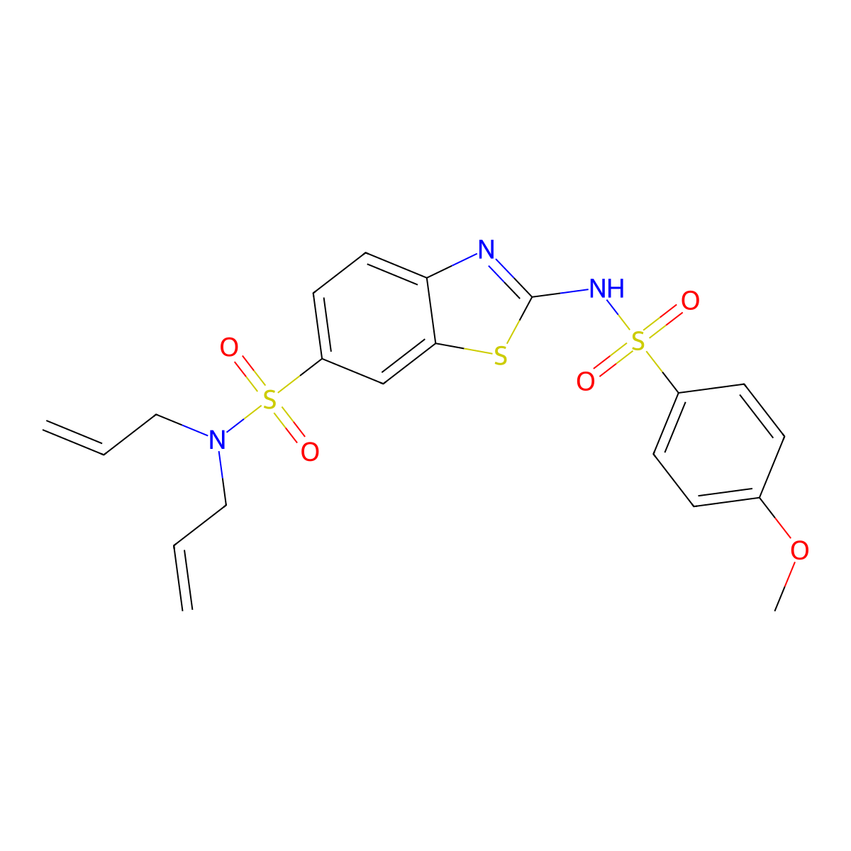 N,N-diallyl-2-{[(4-methoxyphenyl)sulfonyl]amino}-1,3-benzothiazole-6-sulfonamide molecular structure, CAS 692746-13-7