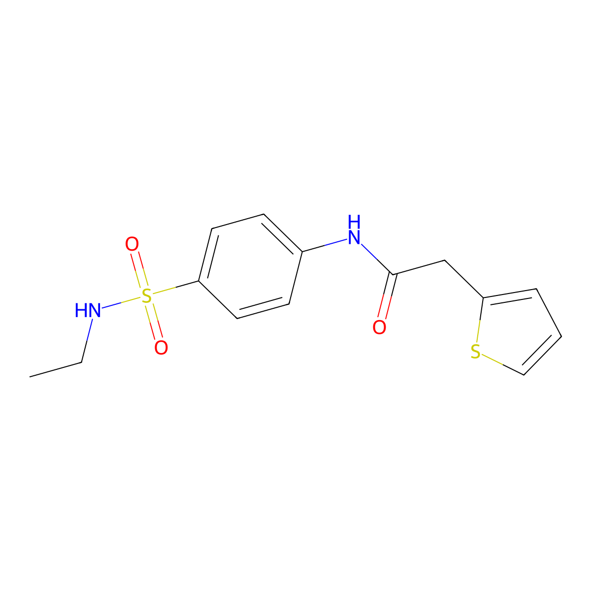 N-{4-[(ethylamino)sulfonyl]phenyl}-2-(2-thienyl)acetamide molecular structure, CAS 692746-19-3