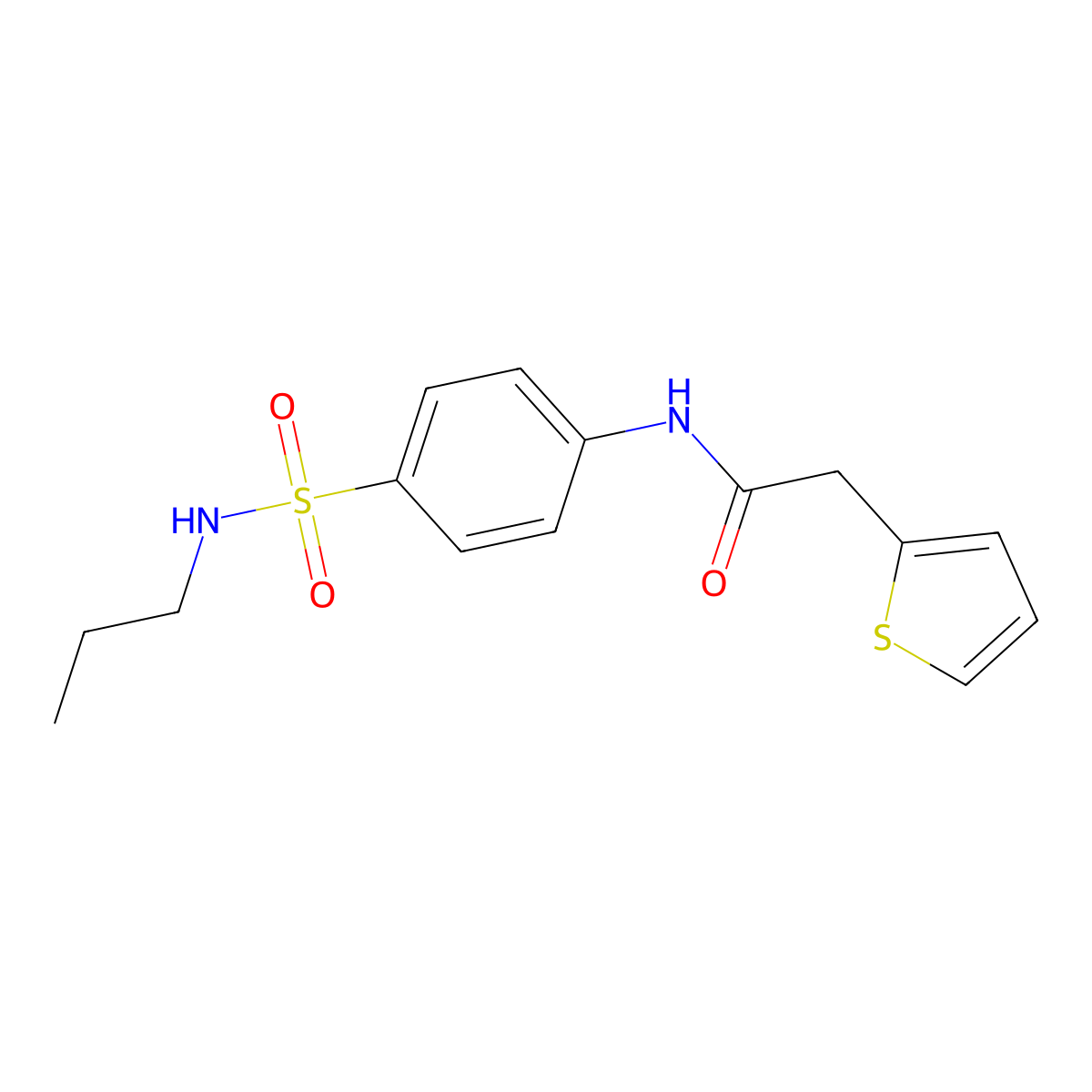 N-{4-[(propylamino)sulfonyl]phenyl}-2-(2-thienyl)acetamide molecular structure, CAS 692746-27-3