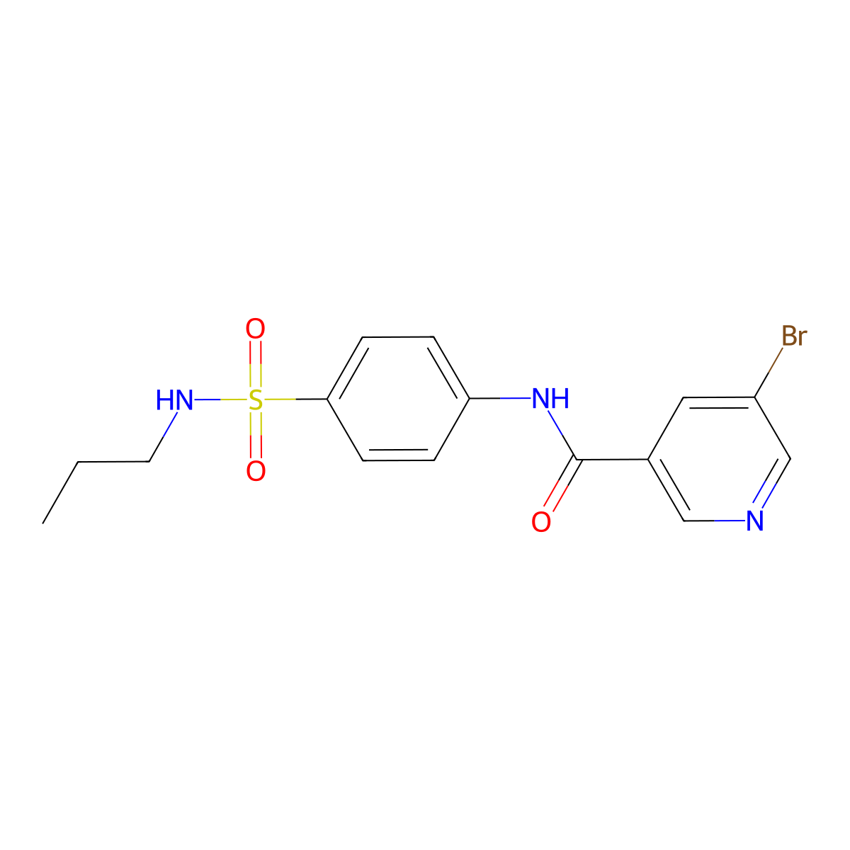 5-bromo-N-(4-(N-propylsulfamoyl)phenyl)nicotinamide molecular structure, CAS 692746-28-4