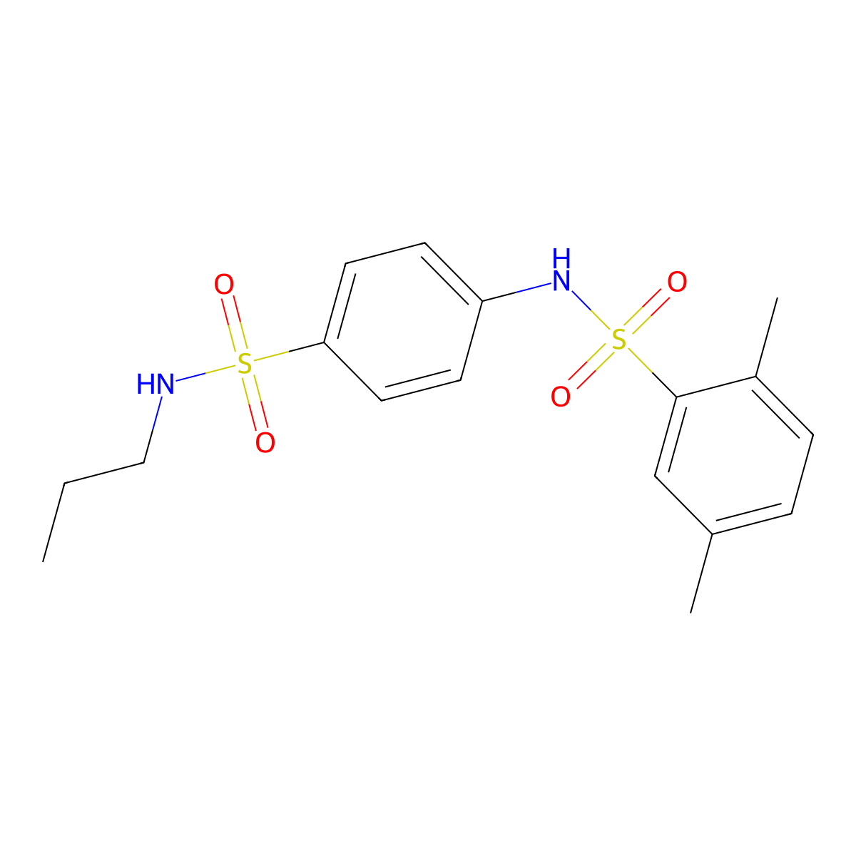 2,5-dimethyl-N-[4-(propylsulfamoyl)phenyl]benzenesulfonamide molecular structure, CAS 692746-32-0