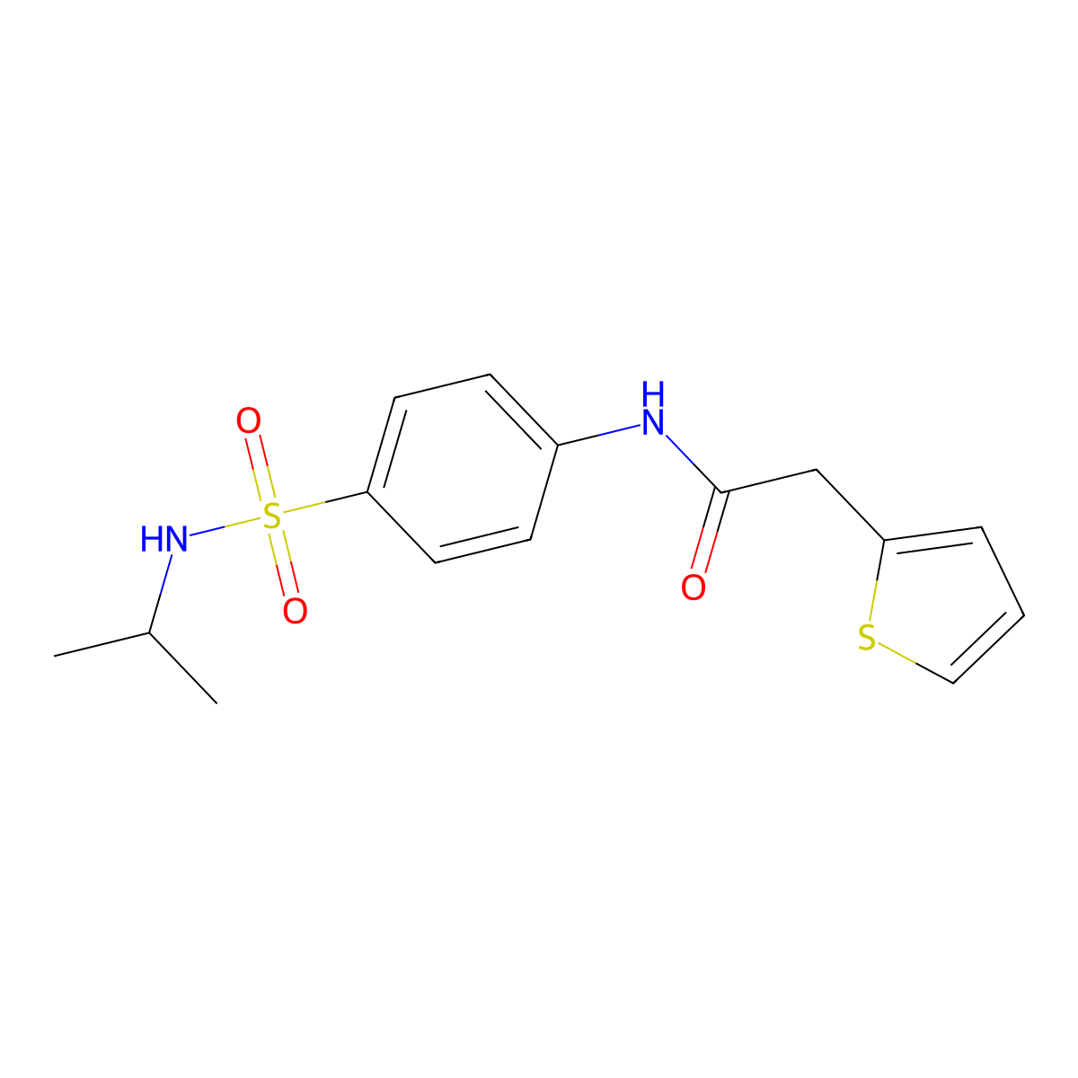 N-{4-[(isopropylamino)sulfonyl]phenyl}-2-(2-thienyl)acetamide molecular structure, CAS 692746-36-4