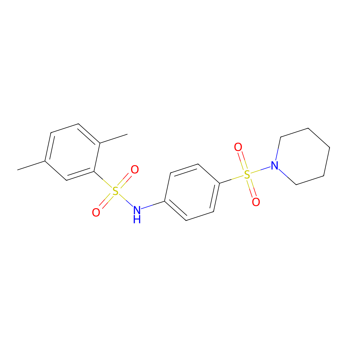 [(2,5-Dimethylphenyl)sulfonyl][4-(piperidylsulfonyl)phenyl]amine molecular structure, CAS 692746-42-2