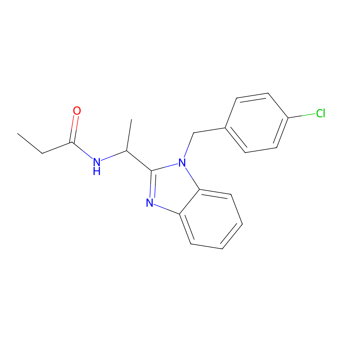 N-({1-[(4-chlorophenyl)methyl]benzimidazol-2-yl}ethyl)propanamide molecular structure, CAS 692747-05-0