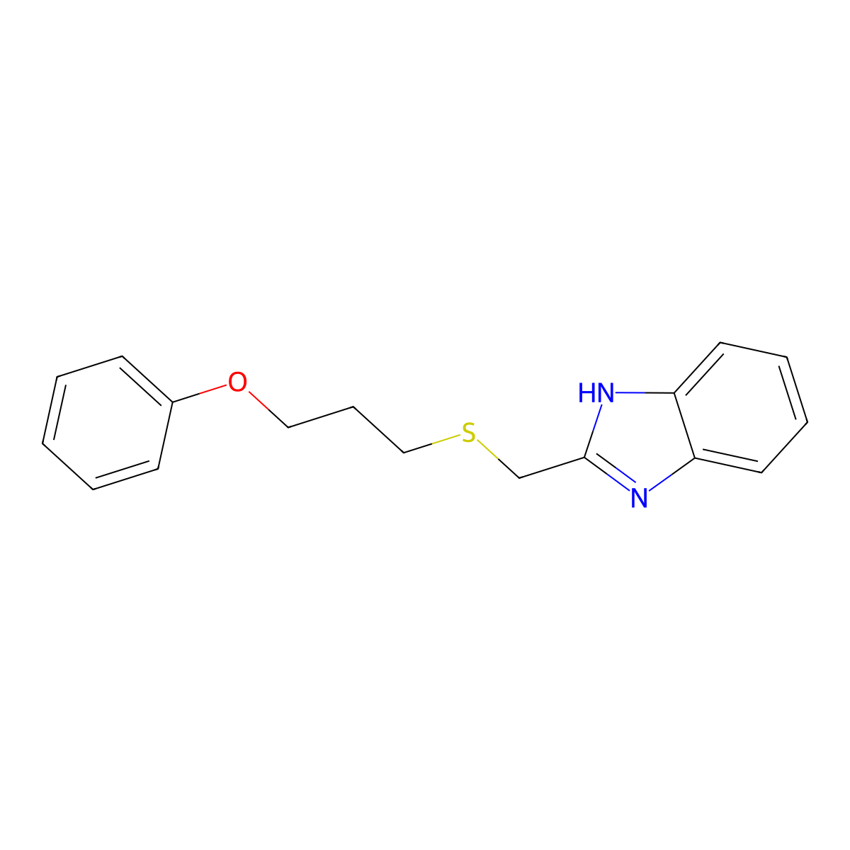 2-(3-phenoxypropylsulfanylmethyl)-1H-benzimidazole molecular structure, CAS 692747-17-4