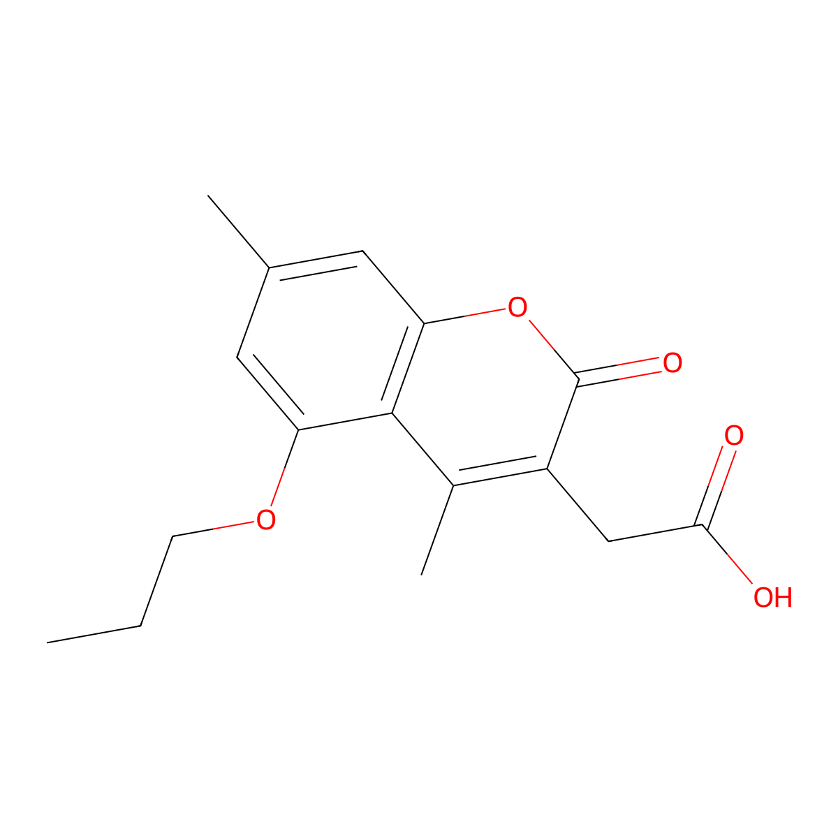 (4,7-dimethyl-2-oxo-5-propoxy-2H-chromen-3-yl)acetic acid molecular structure, CAS 692747-23-2