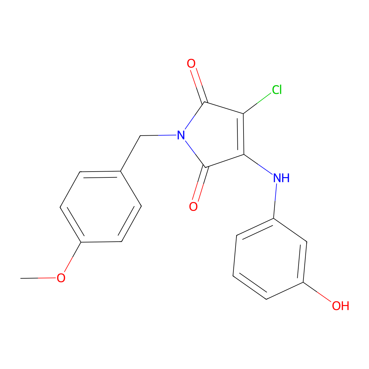3-Chloro-4-(3-hydroxyanilino)-1-(4-methoxybenzyl)-2,5-pyrroledione molecular structure, CAS 692748-66-6