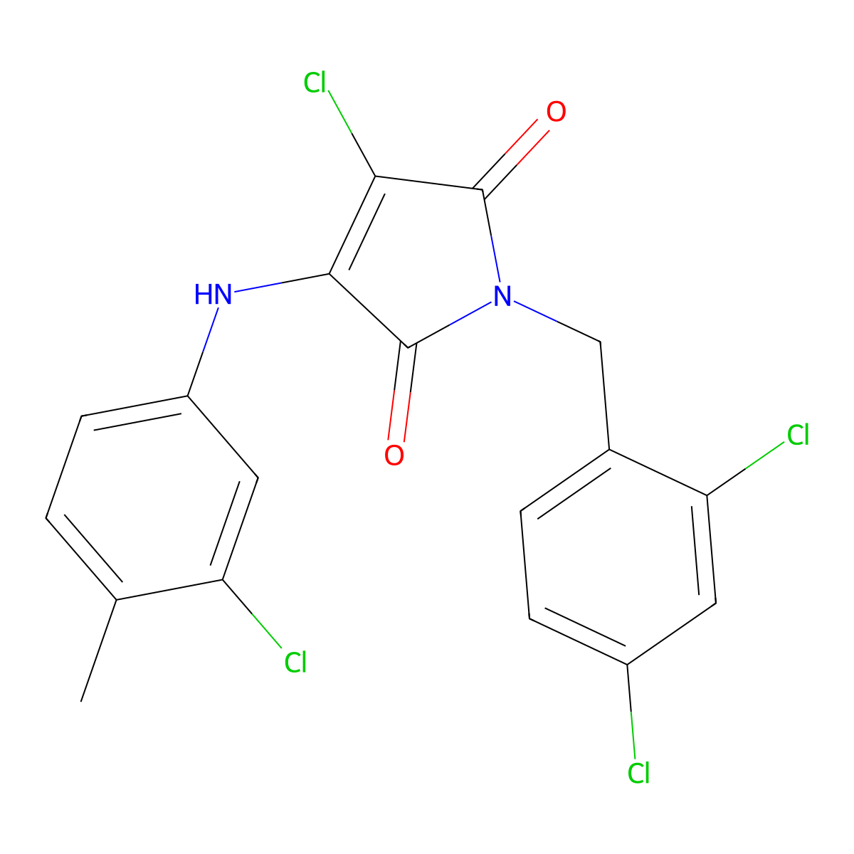 3-Chloro-4-((3-chloro-4-methylphenyl)amino)-1-(2,4-dichlorobenzyl)-1H-pyrrole-2,5-dione molecular structure, CAS 692748-69-9
