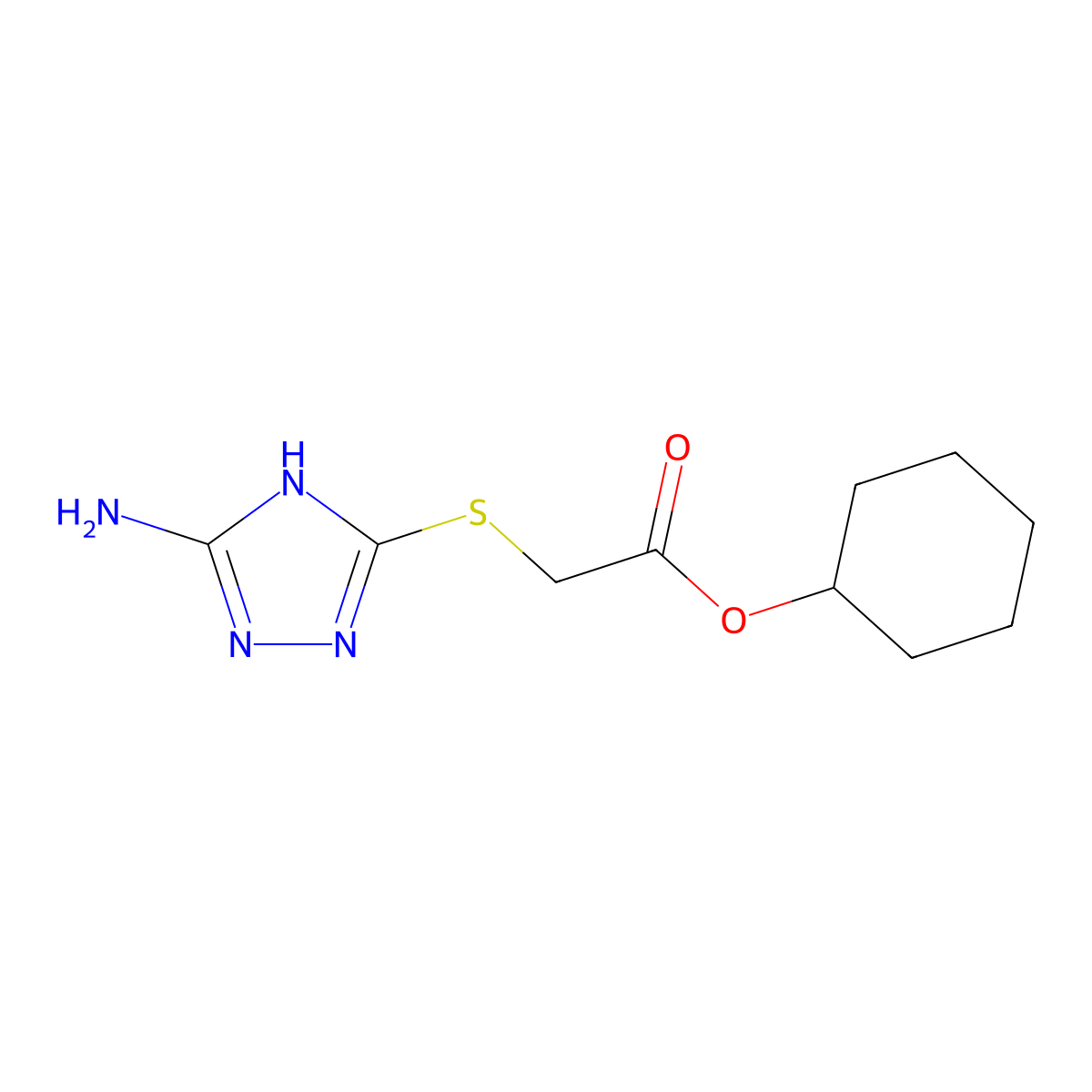cyclohexyl 2-(5-amino-4H-1,2,4-triazol-3-ylthio)acetate molecular structure, CAS 692749-91-0