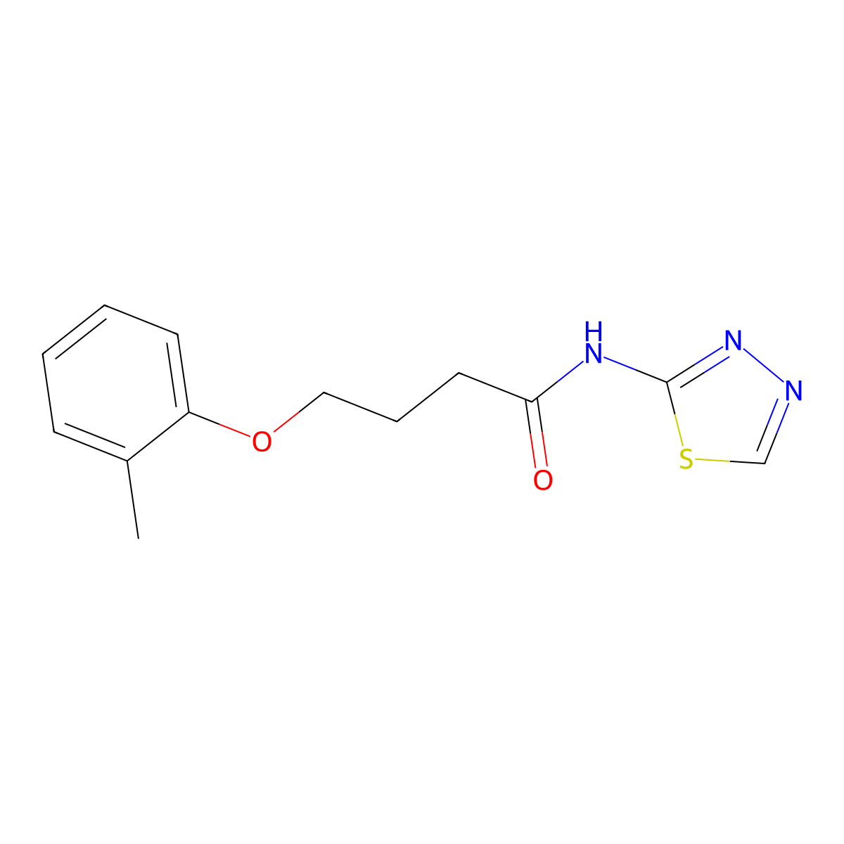 4-(2-methylphenoxy)-N-(1,3,4-thiadiazol-2-yl)butanamide molecular structure, CAS 692751-87-4