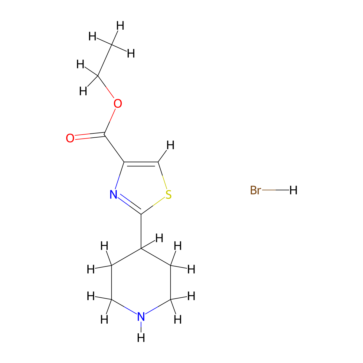 Ethyl 2-(piperidin-4-yl)-1,3-thiazole-4-carboxylate hydrobromide molecular structure, CAS 692756-87-9