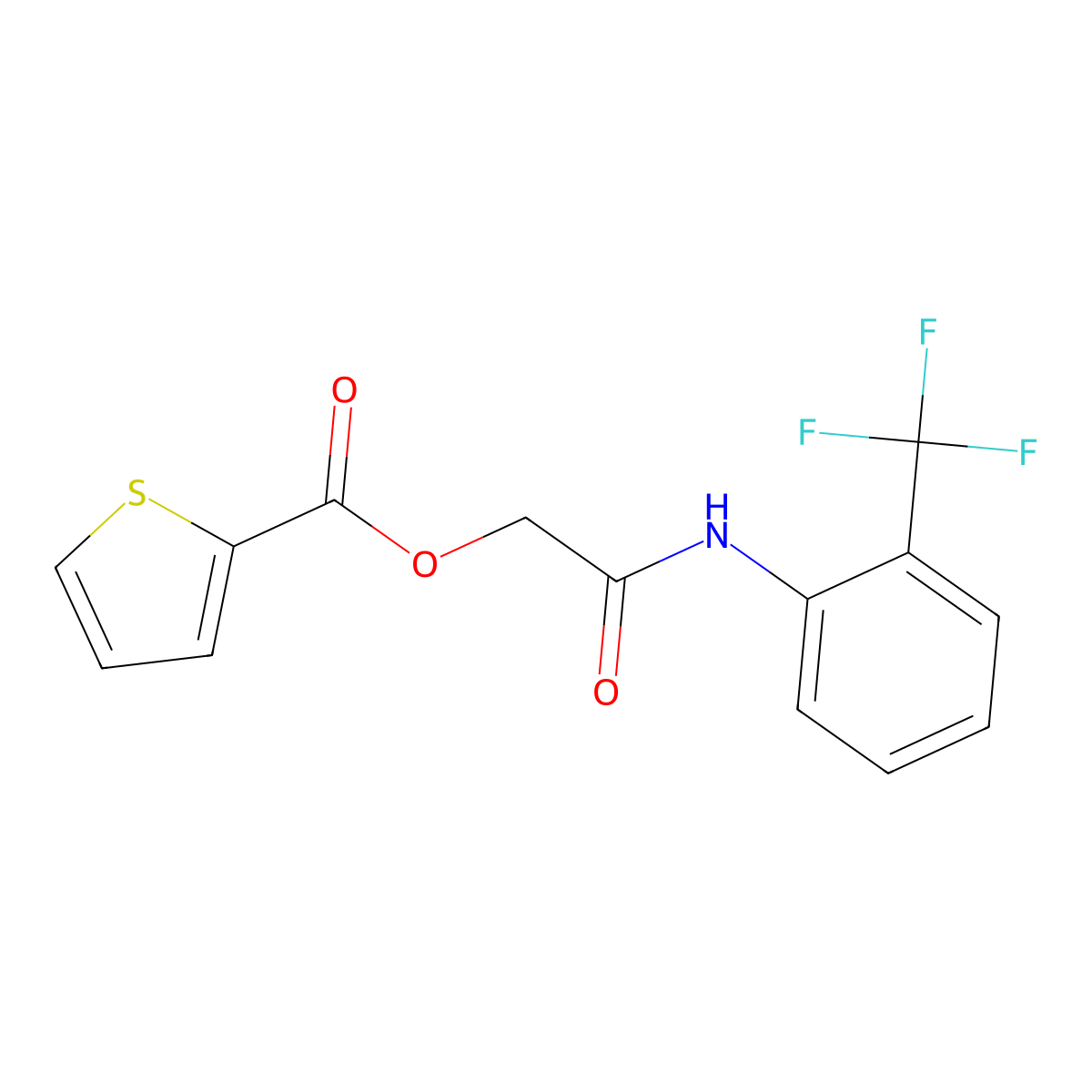 [2-Oxo-2-[2-(trifluoromethyl)anilino]ethyl] thiophene-2-carboxylate molecular structure, CAS 692757-64-5
