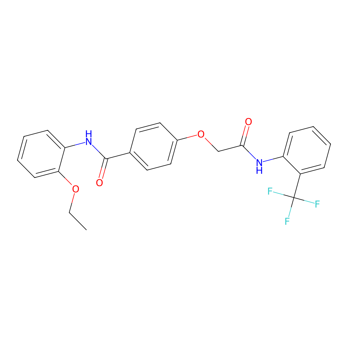 N-(2-ethoxyphenyl)-4-[2-oxo-2-[2-(trifluoromethyl)anilino]ethoxy]benzamide molecular structure, CAS 692758-54-6