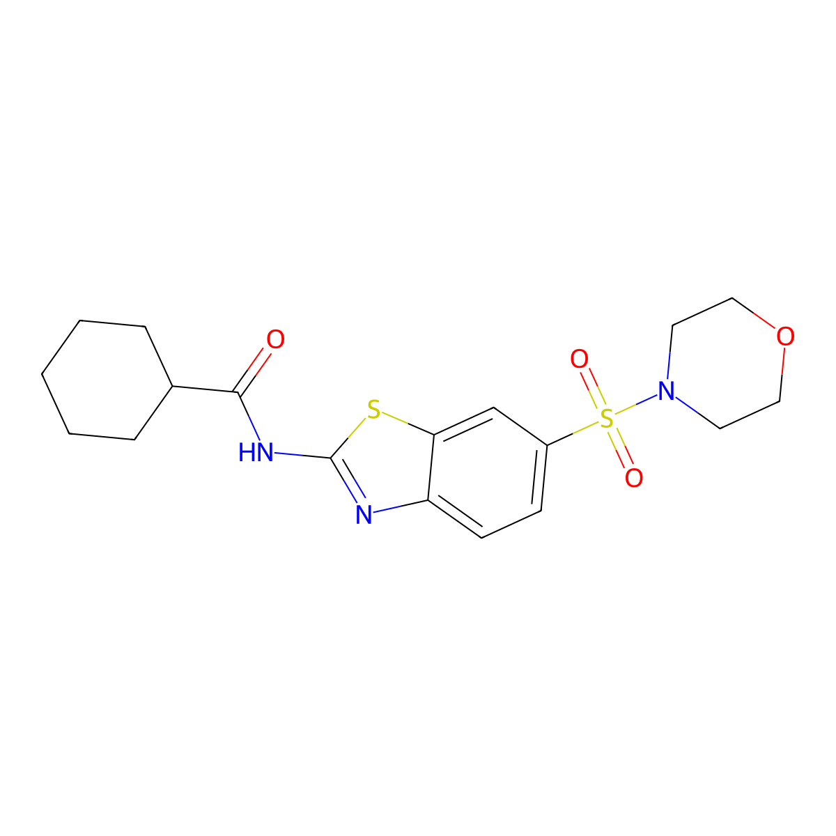 N-(6-morpholin-4-ylsulfonyl-1,3-benzothiazol-2-yl)cyclohexanecarboxamide molecular structure, CAS 692758-72-8