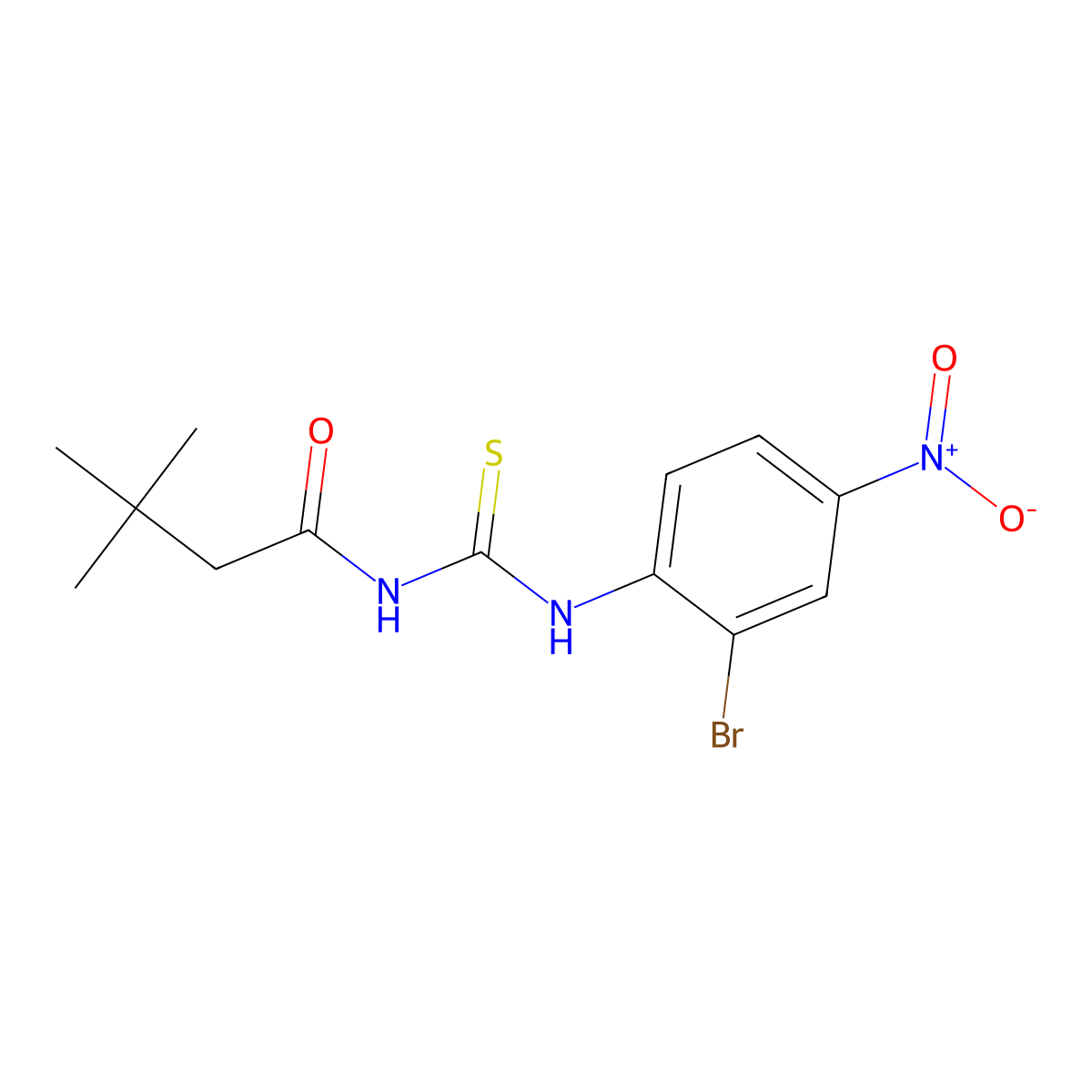 N-{2-bromo-4-nitrophenyl}-N'-(3,3-dimethylbutanoyl)thiourea molecular structure, CAS 692759-03-8