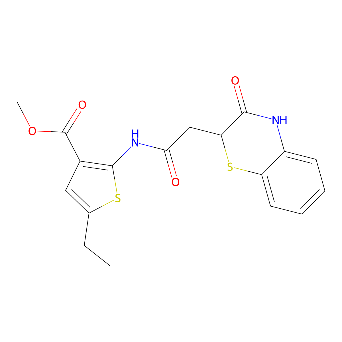 methyl 5-ethyl-2-[[2-(3-oxo-4H-1,4-benzothiazin-2-yl)acetyl]amino]thiophene-3-carboxylate molecular structure, CAS 692759-12-9